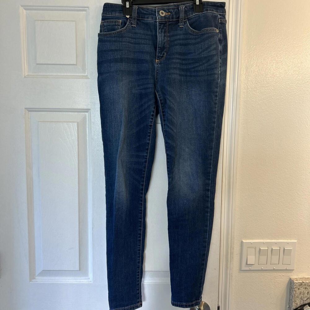 St. John's Bay Womens Jeans Size 6 Mid-rise Skinny Leg Dark Wash Stretch